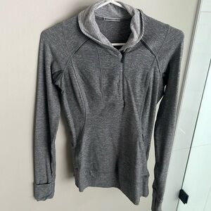 LULULEMON Think Fast Thumbhole Half Zip Pullover Long Sleeve in Heathered Slate